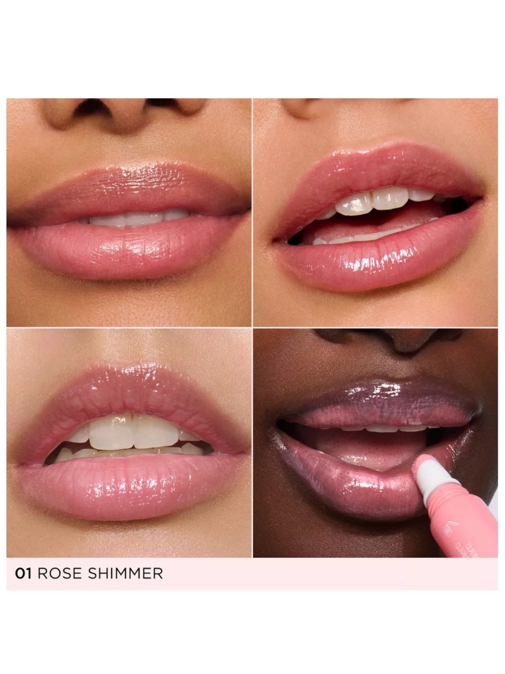 Clarins Lip Perfector Peptide Plumping Lipgloss 01 Rose Shimmer (Soft Pink)